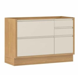 Balcao Itatiaia Lisboa Sem Tampo 1 Porta 4 Gaveta | Freijo/Off White (S/V)