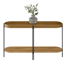 Aparador Decorativo Grimaldi Base Aço com Detalhe em Couro Caramelo/Preto G77 - Gran Belo