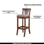 Banqueta Alta Madeira Maciça Pontes Linho Off White/Imbuia G42 - Gran Belo