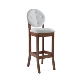 Banqueta Alta Madeira Maciça Teseu Linho Off White/Imbuia G42 - Gran Belo