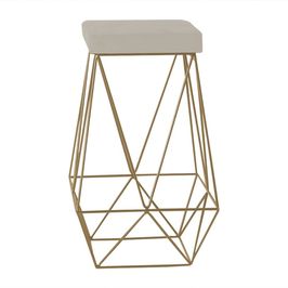 Banqueta Decorativa Kathy Base Gold Suede Bege G41 - Gran Belo