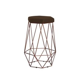 Banqueta Decorativa Rubel Base Bronze Suede Marrom G41 - Gran Belo