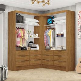 Closet Casal Duplo Sevilha Premium com 12 Gavetas Carioca Móveis Freijó