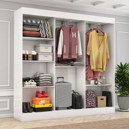 Closet Casal Juliana 5 Prateleiras Carioca Móveis Branco