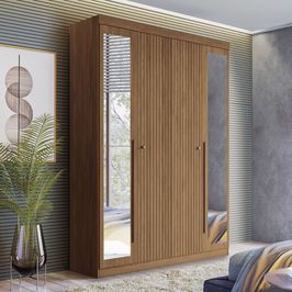 Guarda-Roupa Santos Andirá Buriti Solteiro 4 Portas Flex com Espelho | Jatoba (S/V)