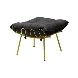 Puff Decorativo Sala de Estar Abel Pés Dourado Veludo Preto G41 - Gran Belo