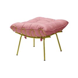 Puff Decorativo Sala de Estar Abel Pés Dourado Suede Rosa G41 - Gran Belo