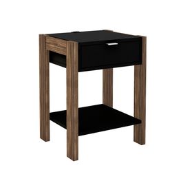 Mesa de Cabeçeira para Quarto Decorativa AZ1016 MDP Preto/Nogal G69 - Gran Belo