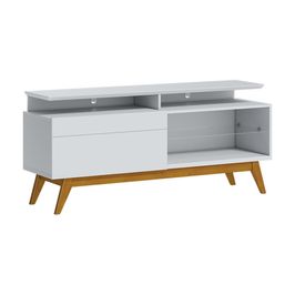 Rack Bancada 1 Gaveta com Nicho 146cm Amy Branco Acetinado G29 - Gran Belo