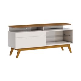 Rack Bancada 1 Gaveta com Nicho 146cm Amy Off White/Freijó G29 - Gran Belo