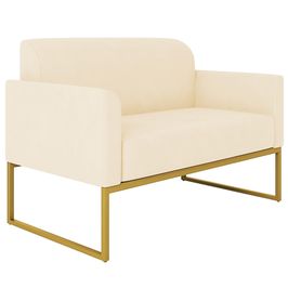 Poltrona Namoradeira Decorativa Isabella Base Industrial Suede Bege/Dourado G19 - Gran Belo
