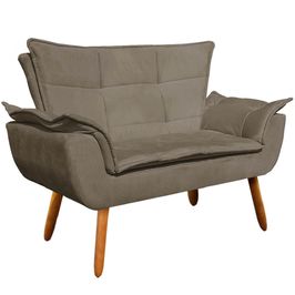 Poltrona Namoradeira Pés Palito Charger Suede Nude G19 - Gran Belo