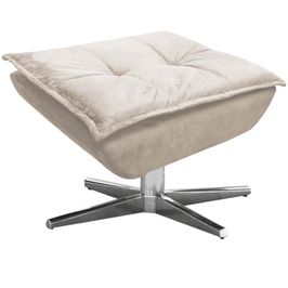 Puff Decorativo Base Giratória Cromada Charger Suede Bege G19 - Gran Belo