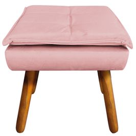 Puff Decorativo Pés Palito Charger Veludo Rosê G19 - Gran Belo