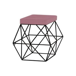 Puff Decorativo Sala de Estar Base Preto Trixie Veludo Rosê G41 - Gran Belo