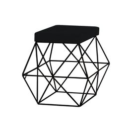 Puff Decorativo Sala de Estar Base Preto Trixie Veludo Preto G41 - Gran Belo