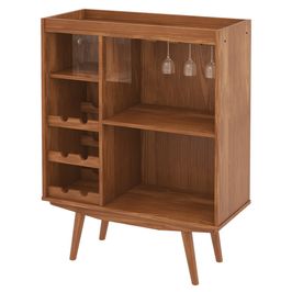 Cristaleira Bar com Nicho Adega Sala de Estar Clear Imbuia G42 - Gran Belo