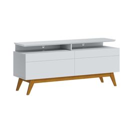 Rack Bancada 2 Gavetas com Nicho 146cm Amy Branco Acetinado G29 - Gran Belo