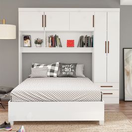 Guarda Roupa Modulado com Cama Paris 5 Portas 2 Gavetas Branco