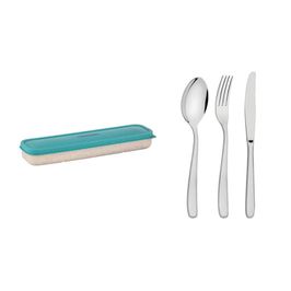 Conjunto Talher Aço Inox Com Estojo e Tampa Verde Tramontina