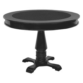 Mesa de Jogos Carteado Redonda Victoria 4 Lugares Tampo Reversível com Gavetas e Porta Copos Preto Fosco G36 - Gran Belo