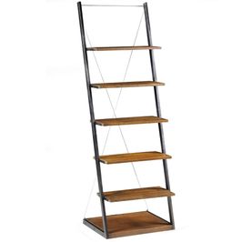 Estante Escada para Escritório Home Office Marjory Grafite Madeira Maciça Rustic Brown G54 - Gran Belo