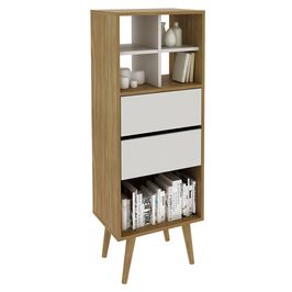 Estante para Escritório Sala de Estar E1716 MDP Natural/Off White G69 - Gran Belo
