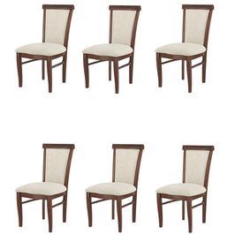 Kit 6 Cadeiras Decorativa Sala de Jantar Madeira Maciça Fabregas Facto Pérola/Capuccino G42 - Gran Belo