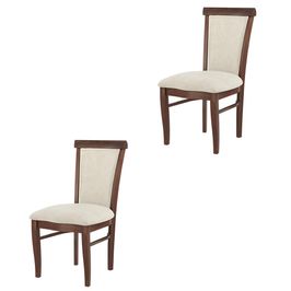 Kit 2 Cadeiras Decorativa Sala de Jantar Madeira Maciça Fabregas Facto Pérola/Capuccino/Mel G42 - Gran Belo