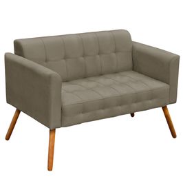 Poltrona Namoradeira Decorativa Pés Palito Karen Suede Nude G19 - Gran Belo