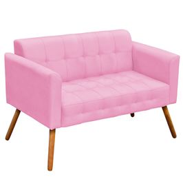 Poltrona Namoradeira Decorativa Pés Palito Karen Suede Rosa G19 - Gran Belo