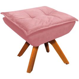 Puff Decorativo Base Giratória em Madeira Charger Suede Rosê G19 - Gran Belo