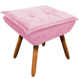 Puff Decorativo Pés Palito Charger Suede Rosa G19 - Gran Belo