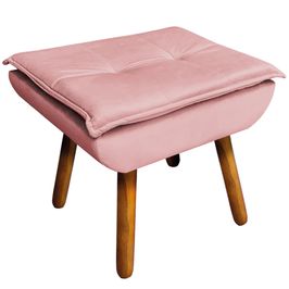 Puff Decorativo Pés Palito Charger Suede Rosê G19 - Gran Belo