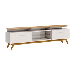 Rack Bancada 2 Gavetas com Nicho 180cm Amy Off White/Nature G29 - Gran Belo
