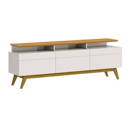 Rack Bancada 3 Gavetas com Nicho 180cm Amy Off White/Nature G29 - Gran Belo