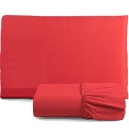 Jogo de Lençol Pratik Peletizado Solteiro  2 Peças Barato - Vermelho