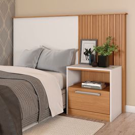 Cabeceira Lucila Para Cama de Solteiro Caemmun | Freijo/Off White (S/V)