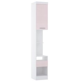 Mesa De Cabeceira Luciane Móveis Alpes Alta 38cm 1 Porta e 1 Gaveta | Branco/Rosa (S/V)