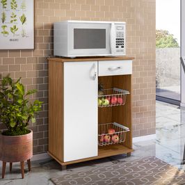 Balcão Com Tampo 67,3 cm 1 Porta 1 Gaveta Notável Belize New | Freijo/Branco (S/V)