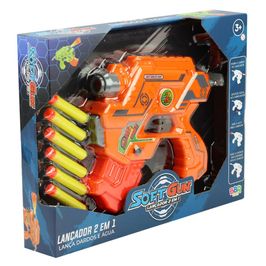 Lançador De Dardo E Água 2 Em 1 Soft Gun Laranja Bbr R3366