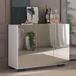 Aparador Buffet 3 Portas com Espelho e Pés Quadrados Vegas Multimóveis  MP1014 Branco