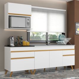 Armário de Cozinha Compacta Veneza Multimóveis MP2075 e Balcão Branca