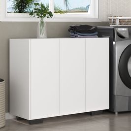 Armário Lavanderia com 3 Portas 90 cm Multimóveis MP5034 Branco/Preto