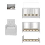 Berço 3 em 1 com Colchão Poltrona e Armário Aéreo 2 Portas Multimóveis MP4165 Branco