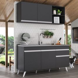 Armário de Cozinha Compacta Veneza Multimóveis MP2142.898 Preto/Branco