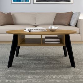 Mesa de Centro Retrô com Nichos Multimóveis CR45141 Pinho/Preta