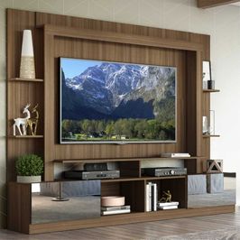 Rack c/ Painel TV 65" Portas c/ Espelho Oslo Multimóveis Madeirado/Tenerife