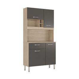 Armário de Cozinha Compacta 4 Portas e 1 Gaveta Multimóveis CR20233 Avena/Grafito
