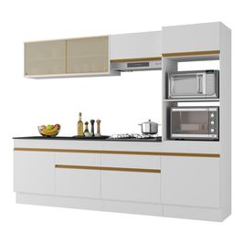 Armário de Cozinha Completa 5 peças com Rodapé MP2181 Made Multimóveis Branco/Dourado